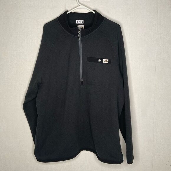 The North Face Fleece Sweater Mens XXL Gray Quarter Zip‎ Sherpa Lined Pullover - Picture 1 of 12